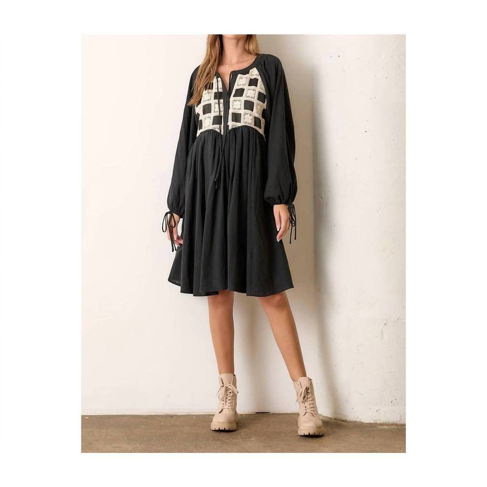 NEW WELLMADE textured checker pattern dress in black/white